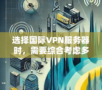 选择国际VPN服务器时,需要综合考虑多个因素,包括服务器的位置、安全性、速度、可靠性以及是否符合你的使用需求。以下是一些常见的国际VPN服务器选择建议 选择国际VPN服务器时,需要综合考虑多个因素,包括服务器的位置、安全性、速度、可靠性以及是否符合你的使用需求。以下是一些常见的国际VPN服务器选择建议